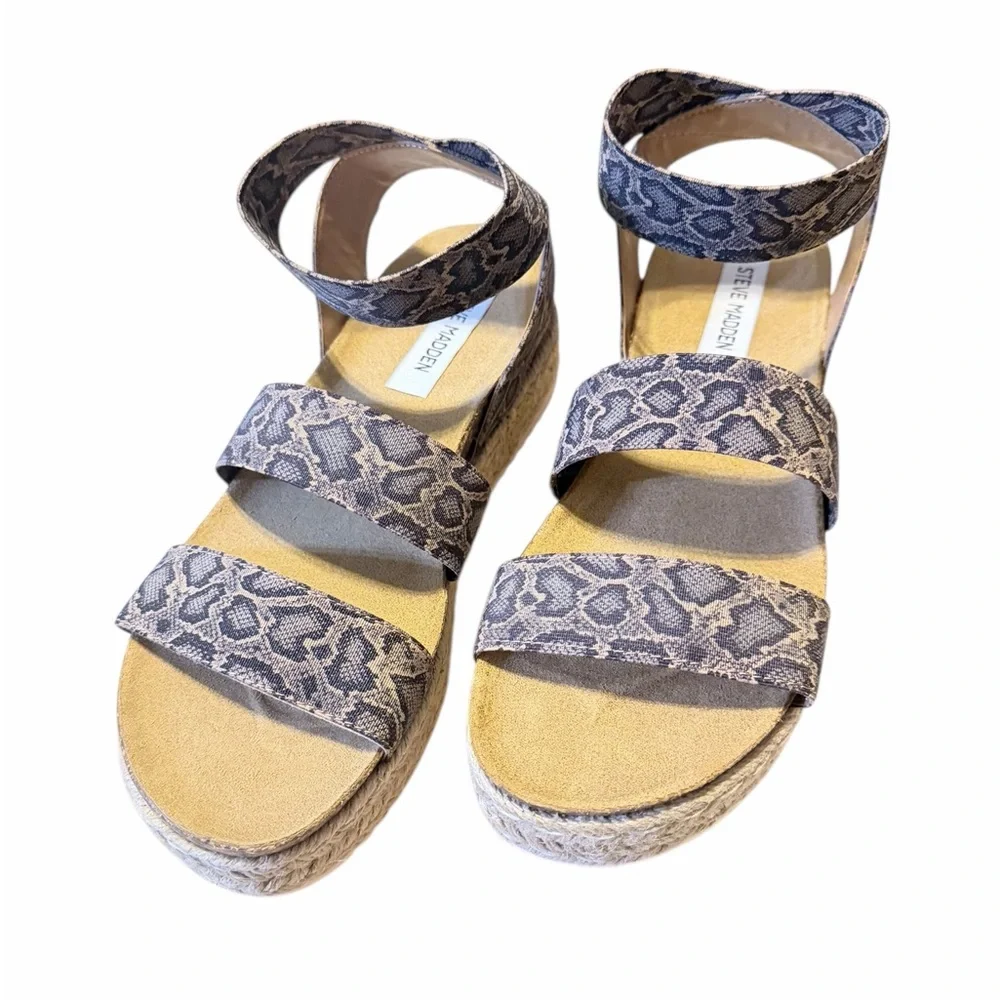 💜🌼NIB STEVE MADDEN KIMMIE BLU SNAKE Espadrille Sandals
